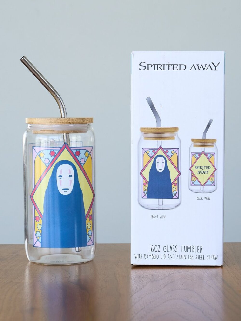 Studio Ghibli SPIRITED AWAY No Face Portrait Glass Tumbler Straw 16 Oz BoxLunch